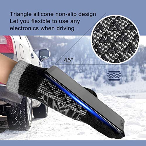 HOTER Winter Gloves Business Leisure Touch Screen Gloves For Men Women Soft Wool Lining Elastic Cuff Anti-Slip Rubber Design