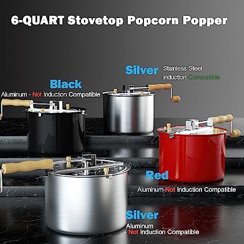 Cook N Home 02626 6 Quart Aluminium Stovetop Popcorn Popper Silver Pricepulse