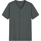 Latuza Men's Viscose Pajama Top Button Up Sleep Shirt