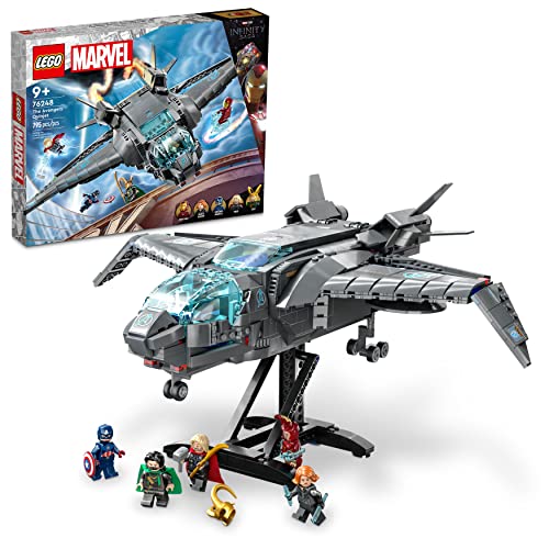 LEGO Marvel The Avengers Quinjet 76248, Set de juguetes para construir una nave espacial con minifiguras de Thor, Iron Man, Black Widow, Loki y Capitán América, Infinity Saga