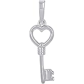 Jewels By Lux Sterling Silver Unisex Heart Key Charm Pendant