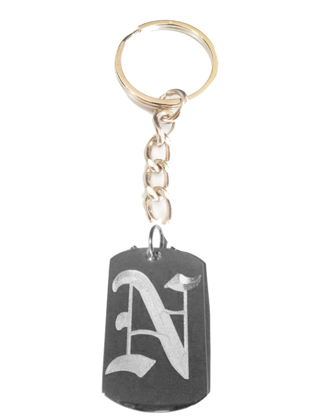 Letter N Old English Font Initial First Name Logo Metal Ring Key Chain Keychain Interior Accessories Keychains