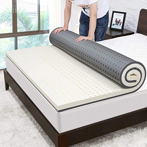 NESAILA 3.15 Inch Natural Latex Mattress Topper Twin XL Dual Layer