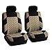 FH-FB071115 Complete Set Travel Master Seat Covers Airbag Ready & Rear Split with Steering Wheel Cover, Seat Belt Pads Beige- Fit Most Car, Truck, Suv, or Van