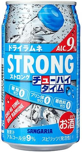 Amazon Co Jp サンガリア ストロングチューハイタイム ゼロドライ ラムネ缶 チューハイ 340mlx24本 食品 飲料 お酒
