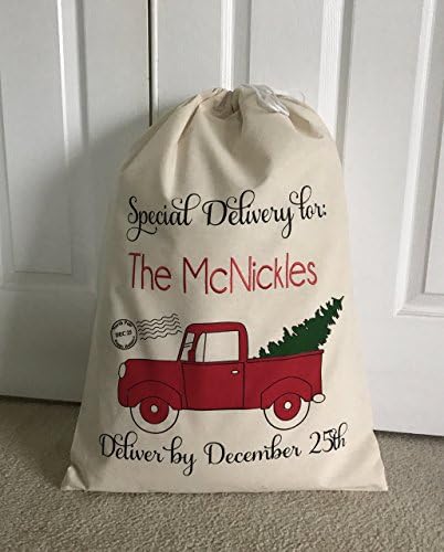 Personalized Santa Sack - Santa Bag - Christmas Sack - Christmas Bag - Christmas Gift Bag - Christmas Bags - Custom Santa Sack - Truck With Tree