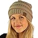 Unisex Winter Chunky Soft Stretch Cable Knit Slouch Beanie Skully Ski Hat Taupe