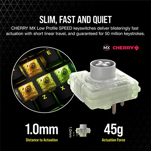 Corsair K60 RGB Pro Low Profile Mechanical Gaming Keyboard - Cherry MX Low Profile Speed Mechanical Keyswitches  Slim and Streamlined Durable Aluminum Frame - Customizable Per-Key RGB Backlighting