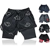 CROWN Anime Shorts - Breathable Mesh Stretch Compression Gym Short with Pockets and Towel Holder