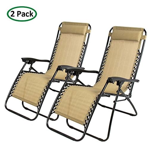 Partysaving Infinity Zero Gravity Outdoor Lounge Patio Folding Reclining Chair Tan Set Of 2 Apl1002 Beachfront Decor