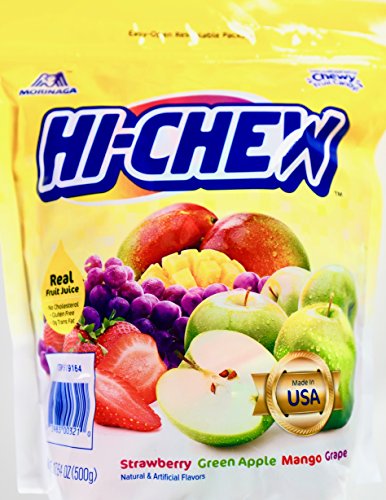 Morinaga Hi -Chew Assorted Flavored 17.64 oz 100+ Individually Wrapped Fruit Chews Mango Grape Strawberry Green Apple (1)