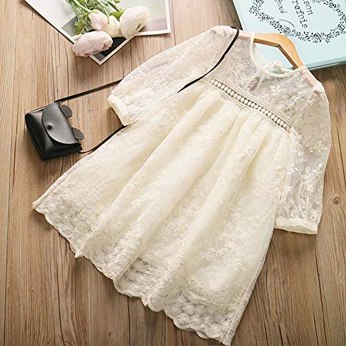 Londony ♥‿♥ Toddler Girls Babys Fashion 3/4 Sleeve Key Hole Lace Dresses with Floral Lace 0-5 Years - Thumbnail 2
