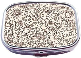 Paisley And Floral Pattern3 Custom Rectangle Pill Box Medicine Tablet Holder Organizer Case for Pocket or Purse