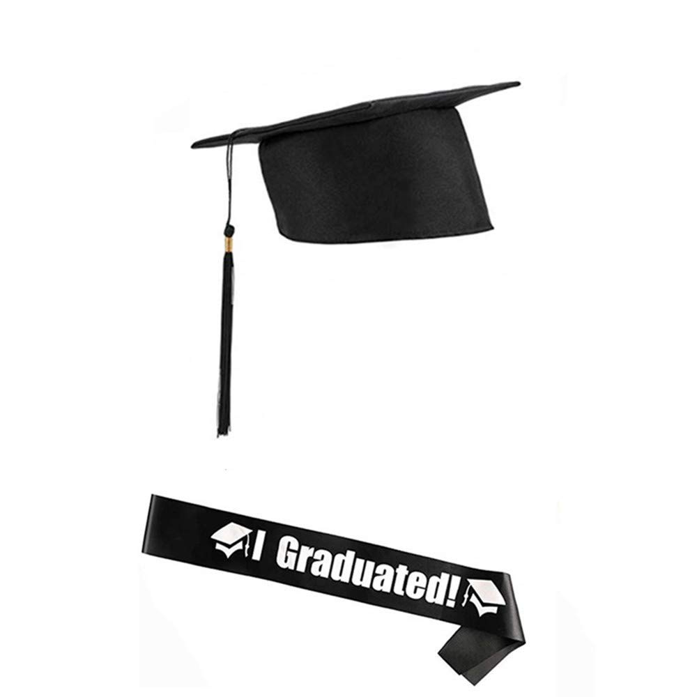 One Set of Graduation Cap Bachelor Hat Cap with Letters Etiquette Bands for Graduation Ceremony Party Favors