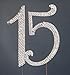 15 Quinceañera Birthday Cake Topper | Premium Bling Crystal Rhinestone Diamond Gems | 15th Birthday or Anniversary Party Decoration Ideas | Quality Metal Alloy | Perfect Keepsake (15 Silver)
