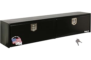 BUYERS PRODUCTS COMPANY Buyers Products 1702940 Black Steel Topsider Truck Box With T-Handle Latch, 16 x 13 x 72 Inch, Truck Tool Box For Storage And Organization, Lockable Tool Chest For Work Trucks