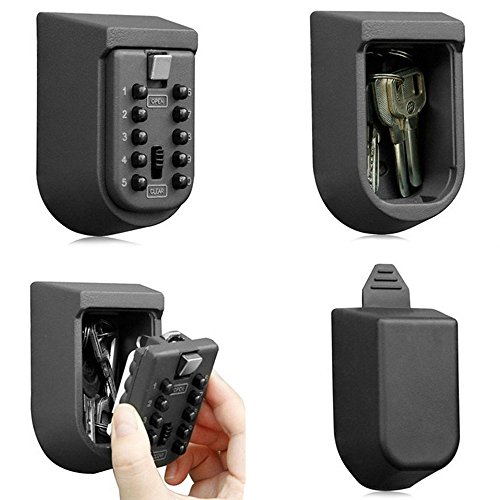 Key Lock Box for Outside Wall Mount Spare Key Storage Box with Combination Lock Push Button
