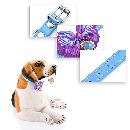 Petacc Lovely Pet Collar Dog Bow Tie Adjustable Pet Bowtie Neckties for Small Cats and Dogs with Bell Charm , pack of 2 (3) - Thumbnail 3