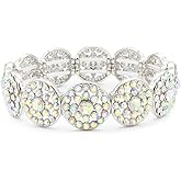 Lavencious Elegant Sparkling Crystal Stretch Bracelet Bridal Wedding Jewelry for Women 7"