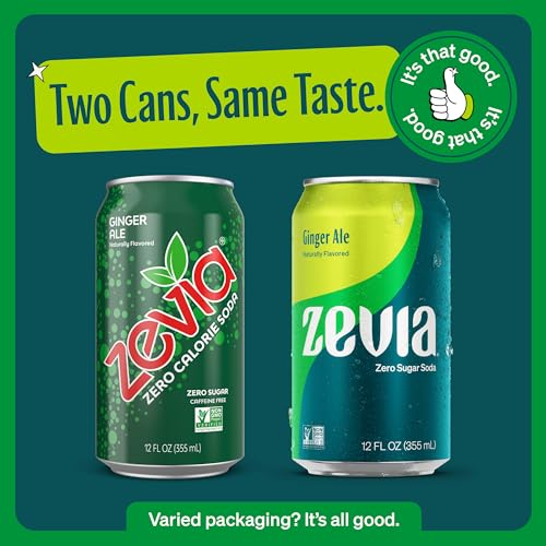 ZEVIA ZERO CALORIE SODA, GINGER ALE, 12 OUNCE CAN