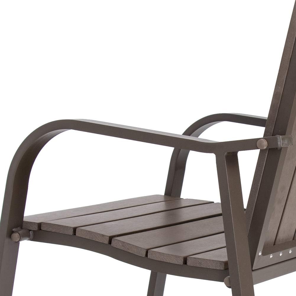 Crestlive Products Patio Wood Bar Stools Counter Height Chairs All Weather Furniture with Heavy Duty Aluminum Frame & Polywood in Brown Finish for Outdoor Indoor, Pack of 2 (Brown): Garden & Outdoor