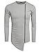 Coofandy Men's Shirts Casual Zipper Shirt Irregular Long Sleeve T Shirt, Gray, Large