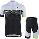 ZEROBIKE Men's Short Sleeve Cycling Jersey Set Breathable Quick Dry 3D Padded Bicycle Shorts MTB Bike Clothing