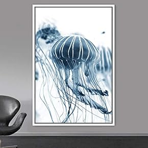 signwin Framed Canvas Wall Art Jellyfish Bedroom Colorful...