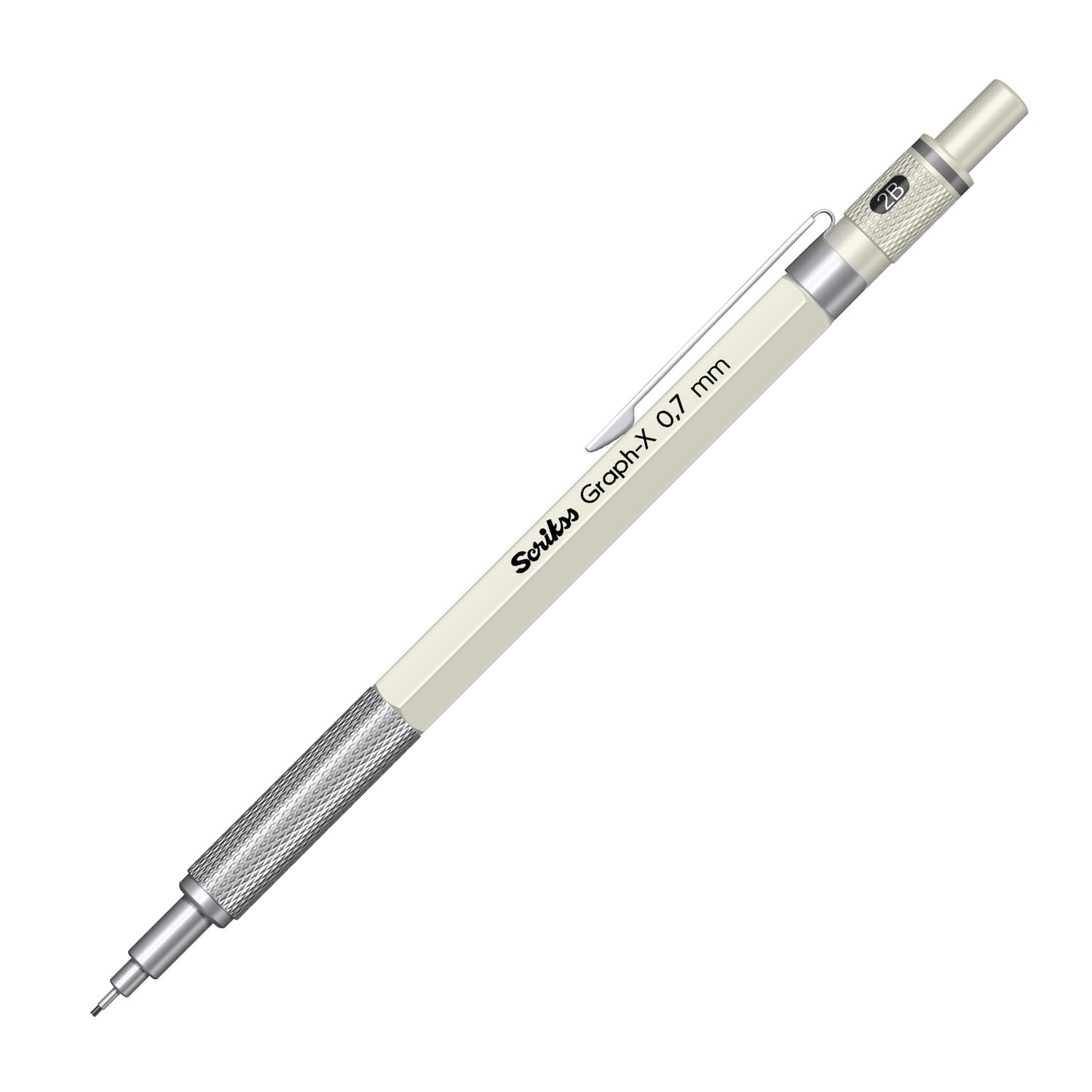 Scrikss Graph-X Mechanical Pencil, Metal Barrel, Ergonomic Grip, Professional Writing & Drawing Tool (0.7 mm, White)