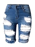 Olrain Womens High Waist Ripped Hole Washed Distressed Short Jeans