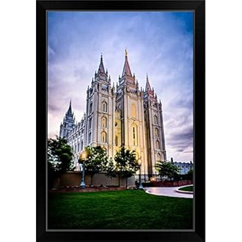 CANVAS ON DEMAND Salt Lake Temple, Sunset, Salt Lake City, Utah Black Framed Art Print, 23