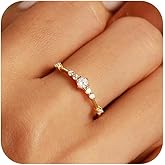 Aavoein CZ Wedding Bands Ring for Women 925 Sterling Silver 14K Gold Plated Dainty Eternity Engagement Ring Statement Slim Ring Valentine's Day Wedding Jewelry Gift Size 6-9