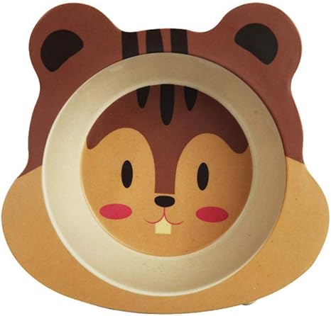 Amazon Co Jp Pulabo 子供rice 漫画竹食器 動物赤ちゃん摂食フードボウル幼児キッズプレート環境に優しいかわいい子供赤ちゃん食べるフードボウルプレートリススのある耐久性と効果が高い 耐久性 ホーム キッチン