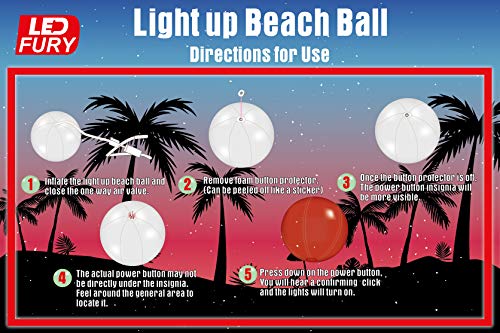image for LED FURY Light up Beach Ball [Large] | Glow in the dark with Color Cha