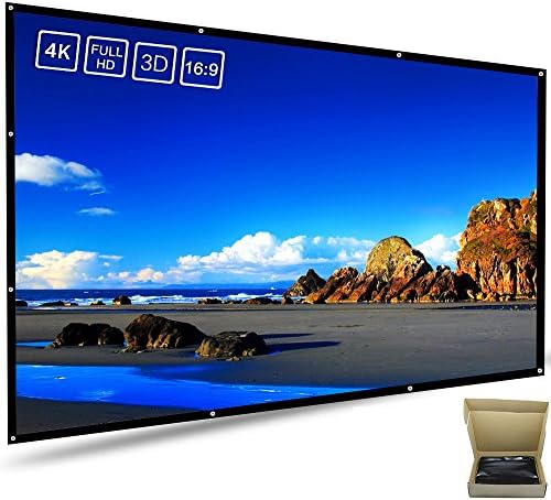 200 Inch 16:9 Movie Screen Video Projector Screen Portable HD Projection Screen Home Theater Cinema Screen High Contrast Material Meitoot