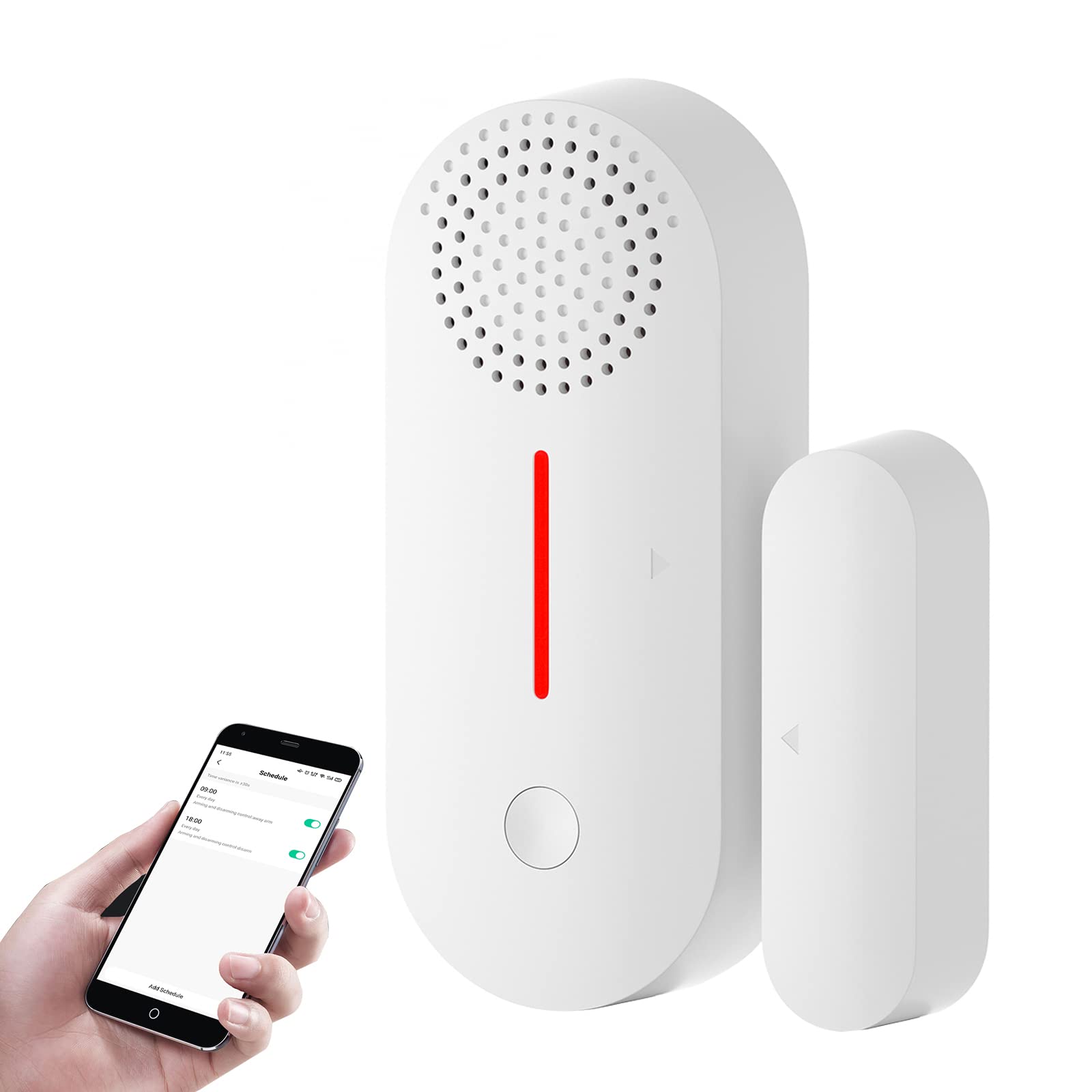 WLAN Door Alarm Window Alarm, WiFi Door and Window Sensor with Siren, App and Voice Control Alarm, Timing Sharp/Blurred, Compatible with Alexa Google Assistant for Home Security Sensor Alarm