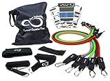 Resistance Band Set By Live Infinitely- Gym Quality 4, 5 Or 11 Piece Set Of Stackable Natural Latex Exercise Bands For Legs, Arms & Total Body Downloadable Online Detailed Workout Guides Included