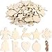 Tatuo 90 Pieces Unfinished Ornaments Christmas Wooden Ornaments Hanging Embellishments Crafts for DIY, Christmas Hanging Decoration (White Multi-Shapes)