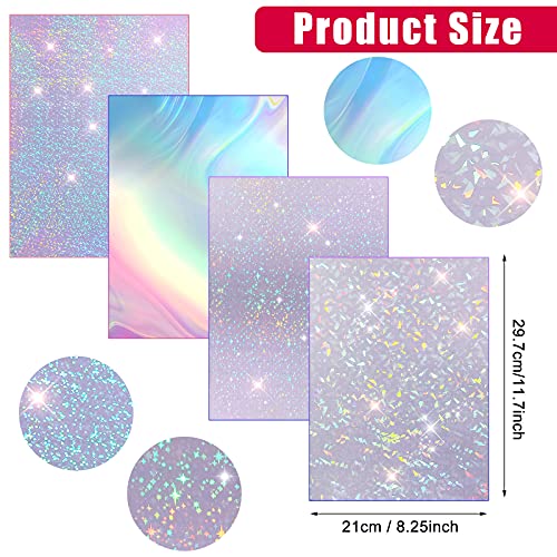 24 Sheets Holographic Sticker Paper Vinyl Printable Sticker Paper