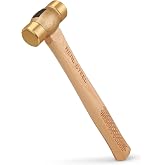 REAL STEEL Drop Forged Solid Brass Non-Sparking Hammer 20 Oz, Hickory Wood Handle 0421
