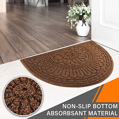 image for Mibao Half Round Entrance Door Mat, 24 x 36 inch Winter Durable Large 