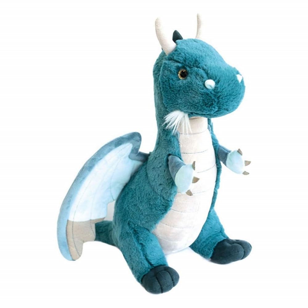 HISTOIRE D'OURS - Dragon Soft Toy 40 cm Green Blue - Gregoire Collection - Fantasy Soft Toy for Children from 3 Years Old - Magic Colours - Washable at 30° - Draconic Universe - HO123456