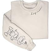 MY4LOVE Personalized Dog Mom Sweatshirt with Names on Sleeve, Minimalist Dog Lover's Gift, Ear Shirt