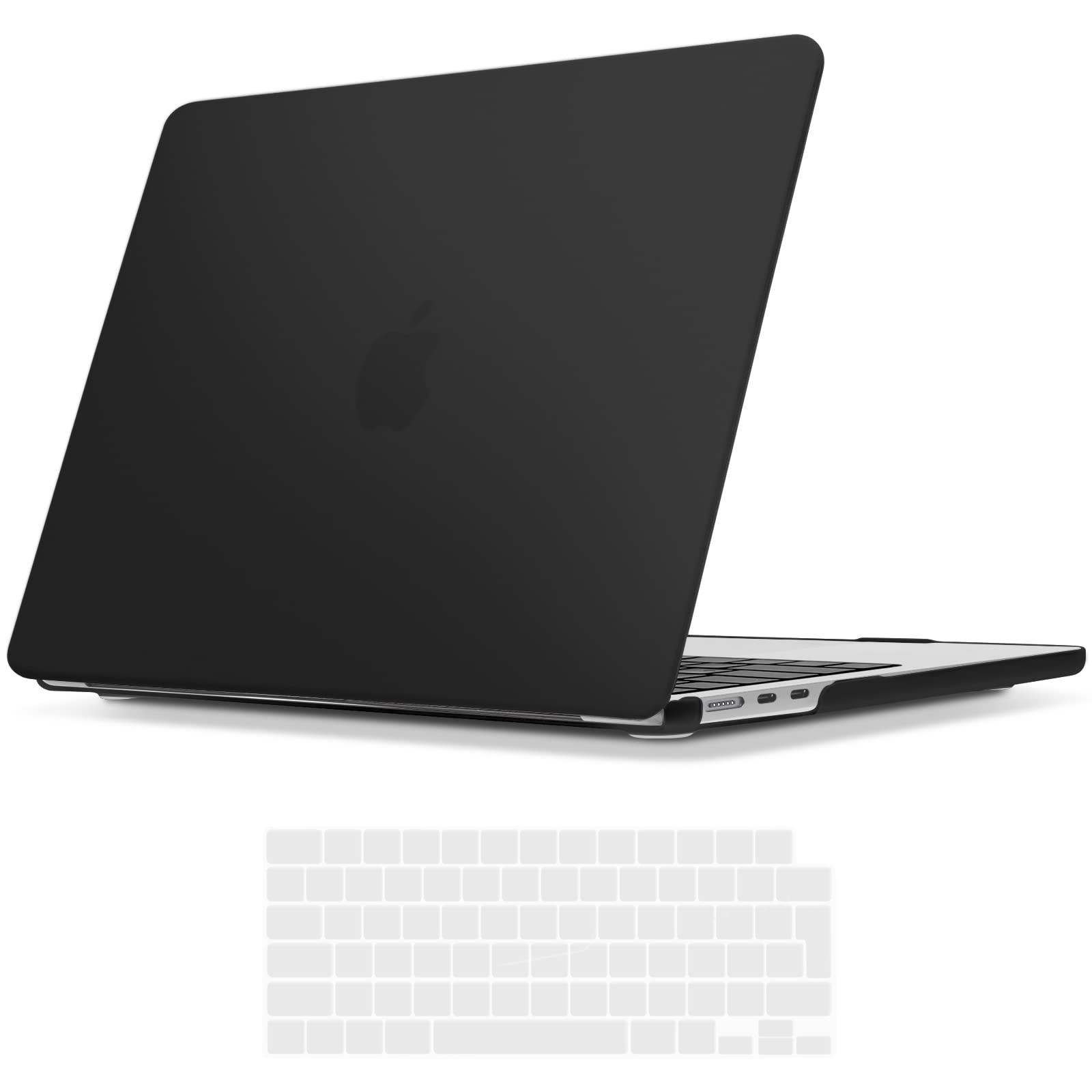 TECOOL Case compatible with MacBook Air M5 M4 M3 M2 13.6 inch 2022-2026 (A3449 A3240 A3113 A2681), Plastic Snap On Hard Shell Cover & UK EU Keyboard Protector, Black (Matte)