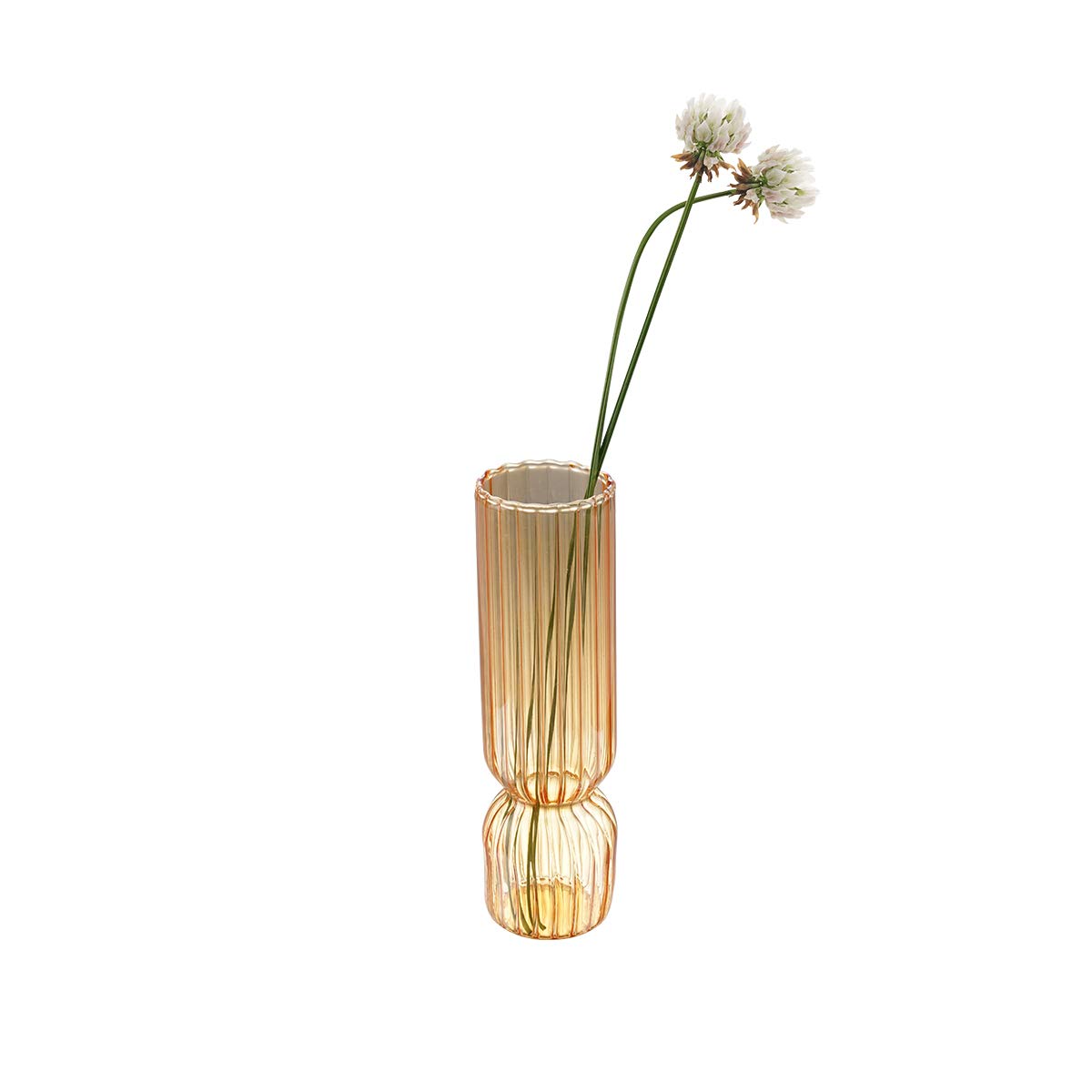 C&Z Glass Bottles Small Bud Vase with Vertical stripes for Wedding, Birthday and table decoration Orange
