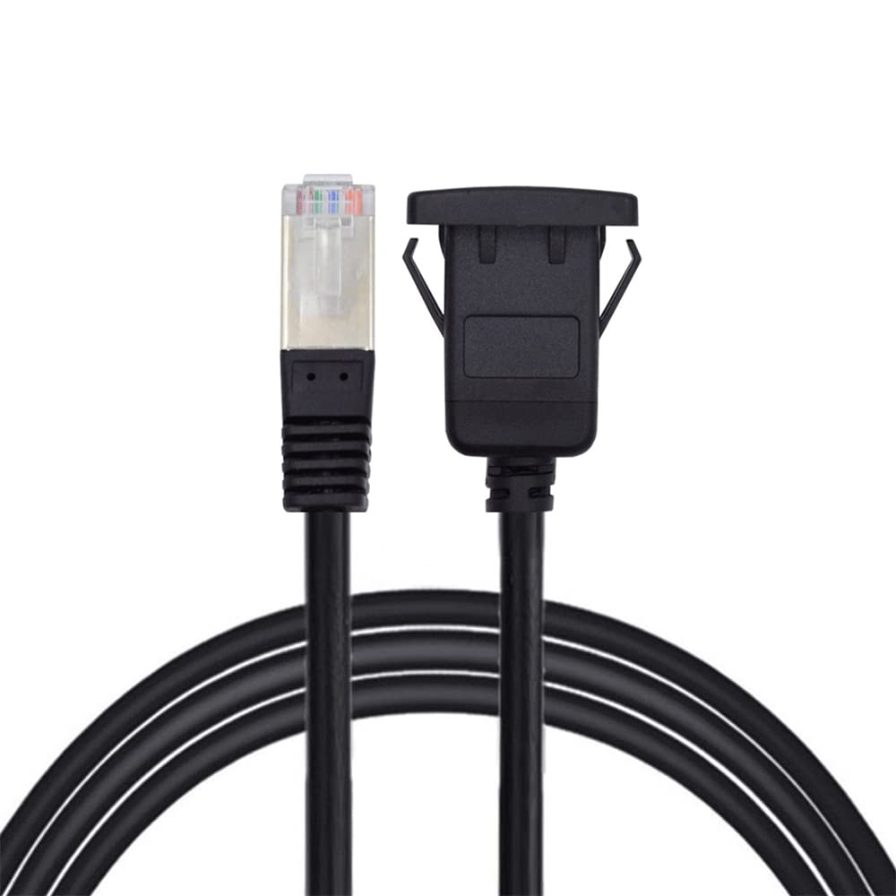 NFHK Waterproof Dustproof Latch Locking CAT6 RJ45 Male to Female Lan Ethernet Network Extension Cable Car Panel Mount Design