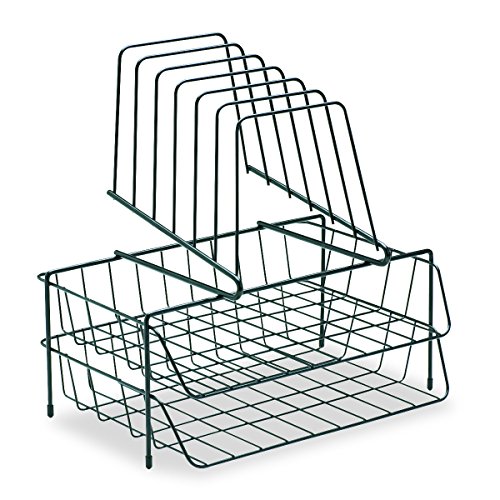 Fellowes Side Load Double Tray with 6 Section Step File, Wire, Letter Size, Black (72391)