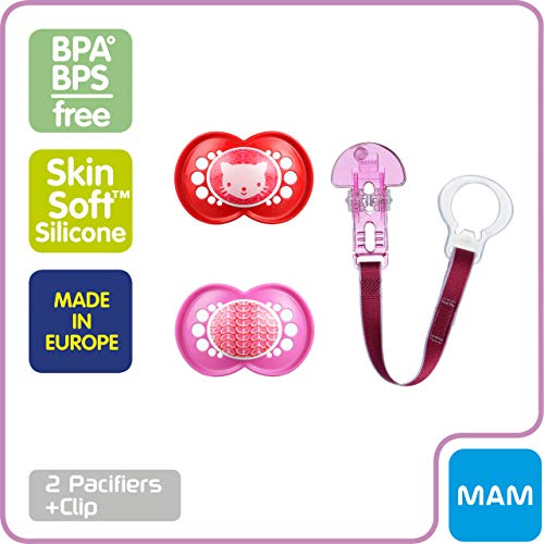 MAM Pacifier and MAM Pacifier Clip Value Pack (2 Pacifiers & 1 Clip