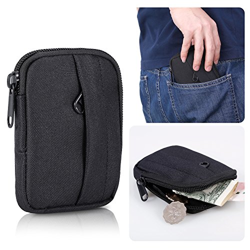 Small Tactical Pouch,Bienna Mini Military Purse Organizer Army Molle Gear [Waterproof] Nylon EDC Utility Gadget Outdoor Waist Bag Holster Pocket Cover Case for iPhone 4s 4 Change Key Men Women-BK