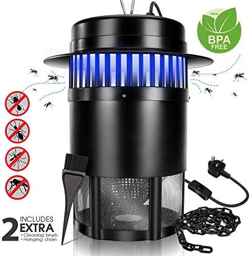 Electronic Mosquito Trap Lamp with Hanging and Switch, UV Killer Effective Indoor Trap Light for Bedroom,Kitchen and Office,Built-in Fan,Black